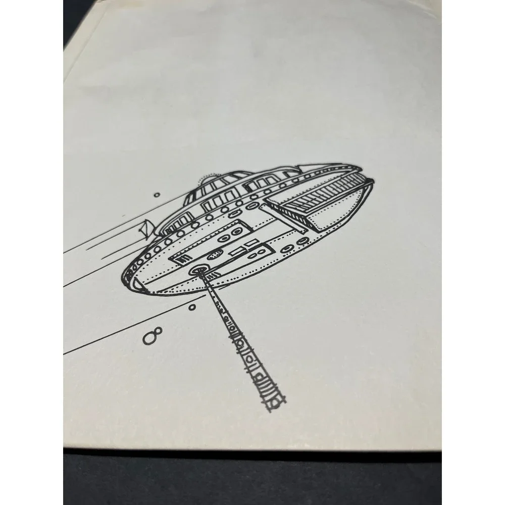 Vintage Duo-Tang Scribbler Portfolio 57460 Sci-Fi Space Battle Folder 12x9.5